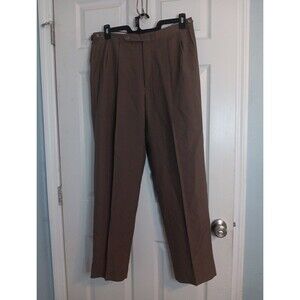 Hart Schaffer Marx Pants Mens 34x30 Brown Pleated Cuffed Wool Business Casual
